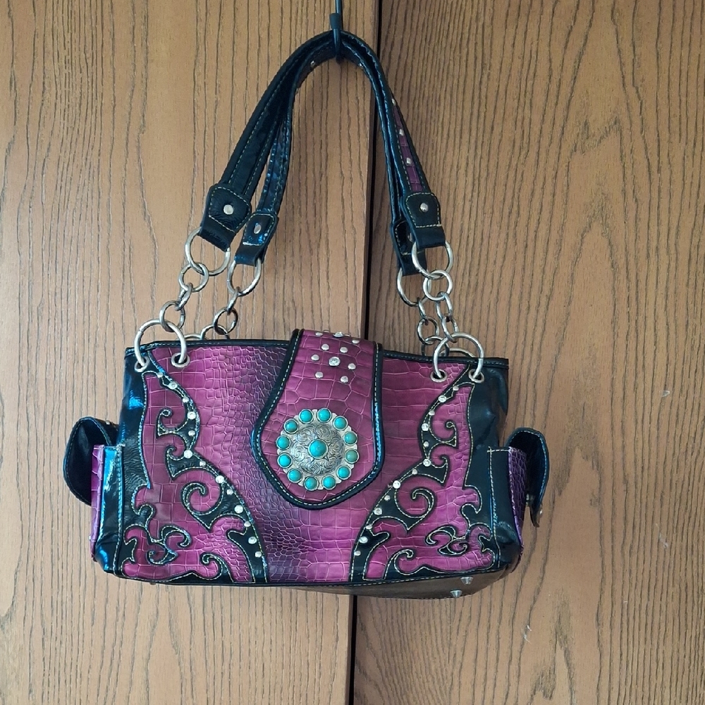 Stylish Pink and Black Handbag